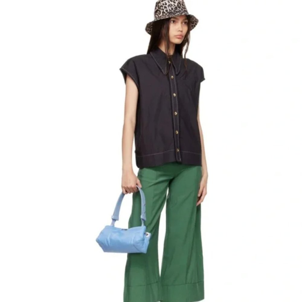 Ganni Black Organic Cotton Shirt L